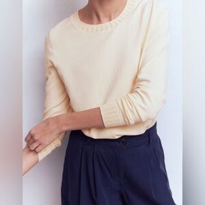 Boden Cream Knit Crew Neck Sweater